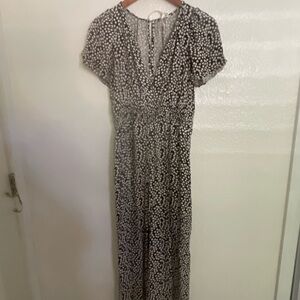 Anthropologie The Somerset Black and White Floral Jumpsuit